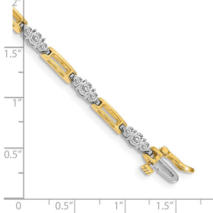 14K Two Tone Complete 2.1 Carat Round Aaa Diamond Bar Link 7 Inch Tennis Bracelet