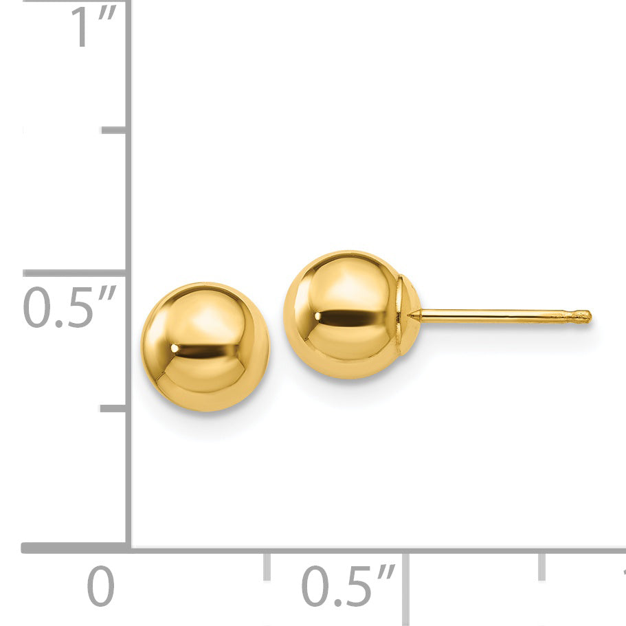 14K Yellow Gold Polished 6mm Ball Post Earrings