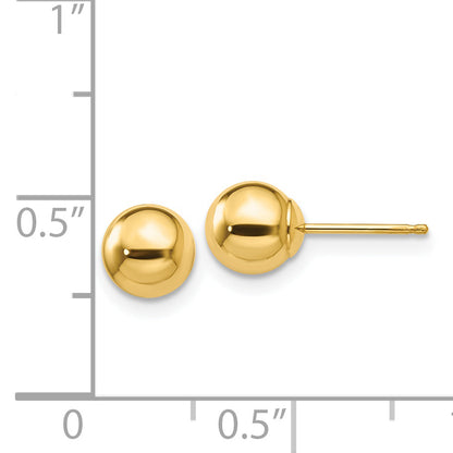 14K Yellow Gold Polished 6mm Ball Post Earrings