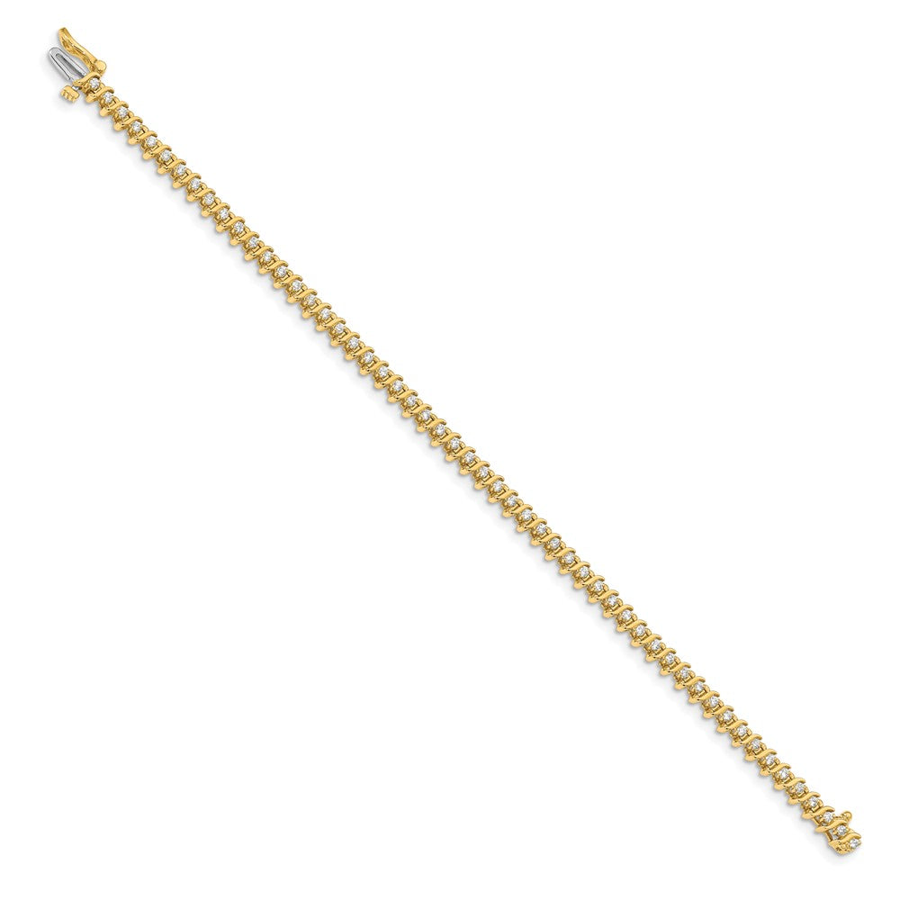 14K Yellow Gold Complete 7/8 Carat Round Aa Diamond 2 Prong S Link 7 Inch Tennis Bracelet