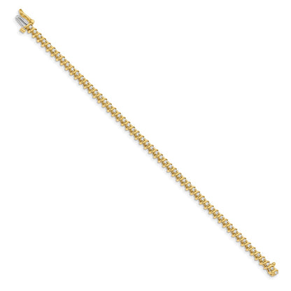 14K Yellow Gold Complete 7/8 Carat Round Aa Diamond 2 Prong S Link 7 Inch Tennis Bracelet