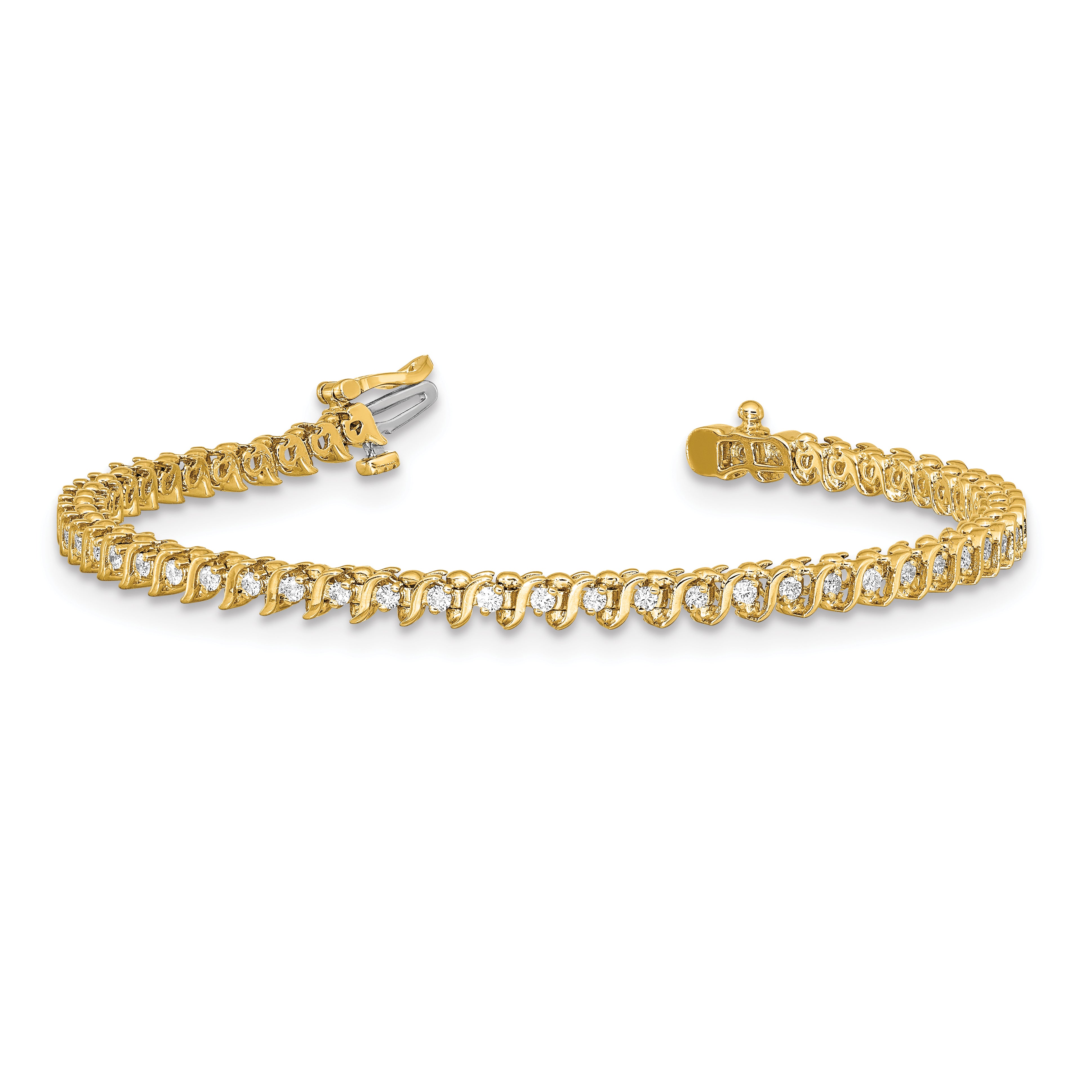 14k Yellow Gold 7/8 Ct. Lab Grown Diamond VS/SI+ G+ Round Tennis Bracelet