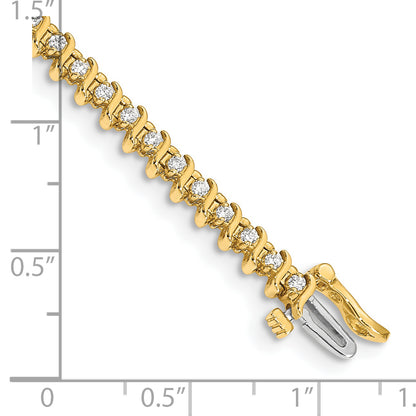 14k Yellow Gold 7/8 Ct. Lab Grown Diamond VS/SI+ G+ Round Tennis Bracelet