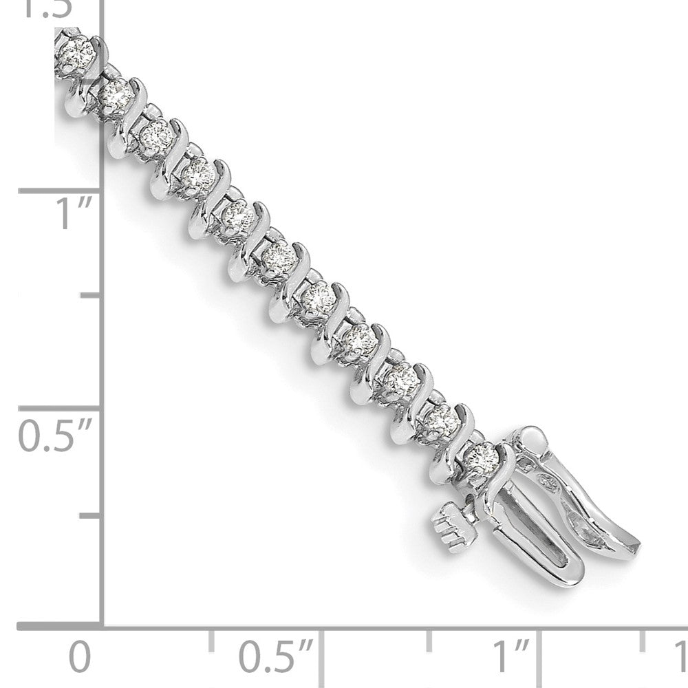 14K White Gold Complete 7/8 Carat Round Aaa Diamond 2 Prong S Link 7 Inch Tennis Bracelet