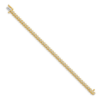 14K Yellow Gold Complete 2 Carat Round Vs Diamond Prong S Link 7 Inch Tennis Bracelet