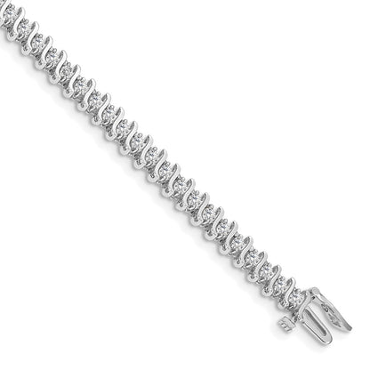 14K White Gold Complete 2 Carat Round Aaa Diamond Prong S Link 7 Inch Tennis Bracelet