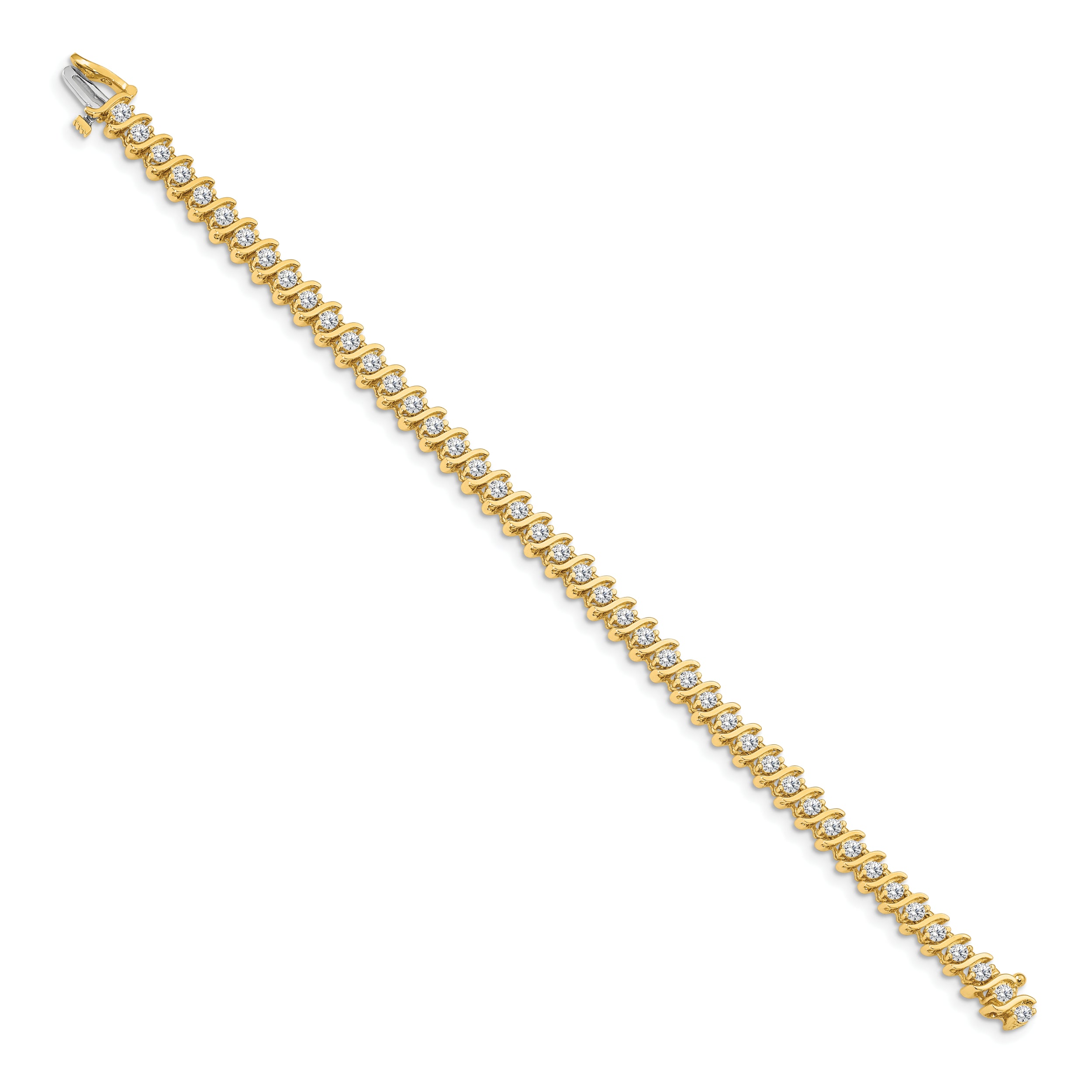 14k Yellow Gold 3 Ct. Lab Grown Diamond VS/SI+ G+ Round Tennis Bracelet