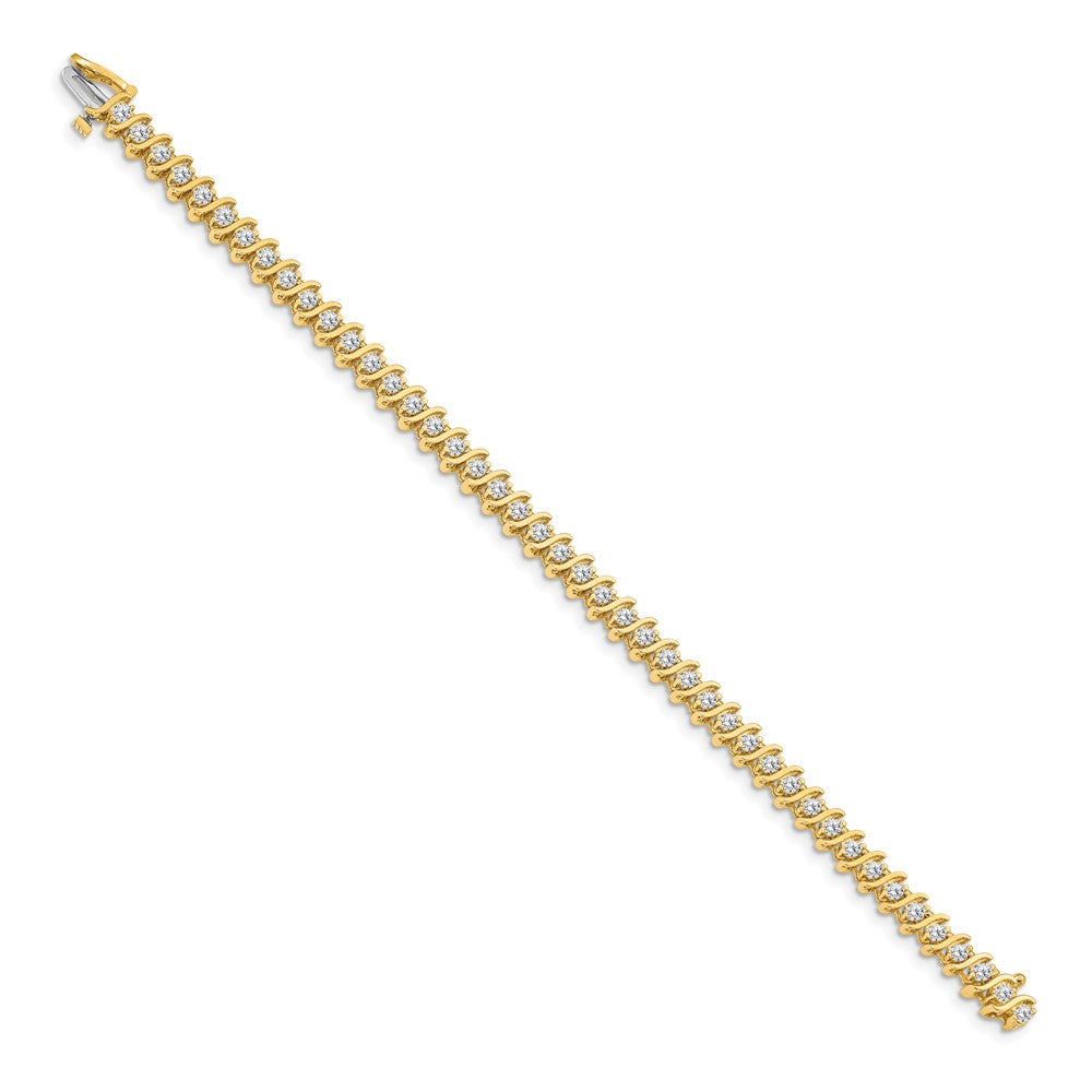 14K Yellow Gold Complete 3.08 Carat Round Vs Diamond 2 Prong S Link 7 Inch Tennis Bracelet