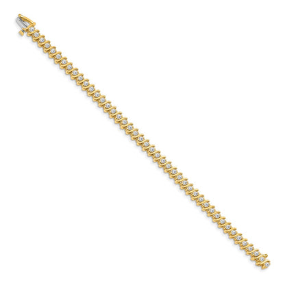 14K Yellow Gold Complete 3.08 Carat Round Vs Diamond 2 Prong S Link 7 Inch Tennis Bracelet