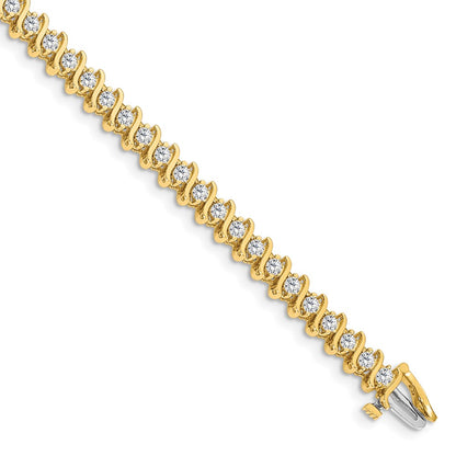 14K Yellow Gold Complete 3.08 Carat Round Vs Diamond 2 Prong S Link 7 Inch Tennis Bracelet
