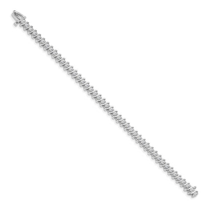 14K White Gold Complete 3.08 Carat Round A Diamond 2 Prong S Link 7 Inch Tennis Bracelet
