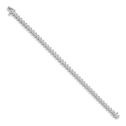 14K White Gold Complete 3.08 Carat Round Aa Diamond 2 Prong S Link 7 Inch Tennis Bracelet