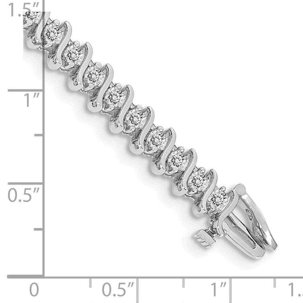 14K White Gold Complete 3.08 Carat Round Aaa Diamond 2 Prong S Link 7 Inch Tennis Bracelet