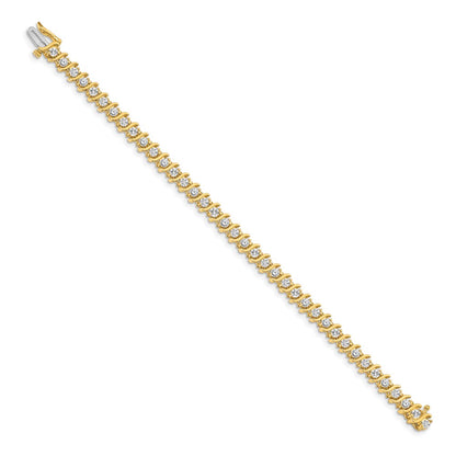 14K Yellow Gold Complete 3.9 Carat Round Aa Diamond 2 Prong S Link 7 Inch Tennis Bracelet