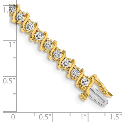 14K Yellow Gold Complete 3.9 Carat Round A Diamond 2 Prong S Link 7 Inch Tennis Bracelet