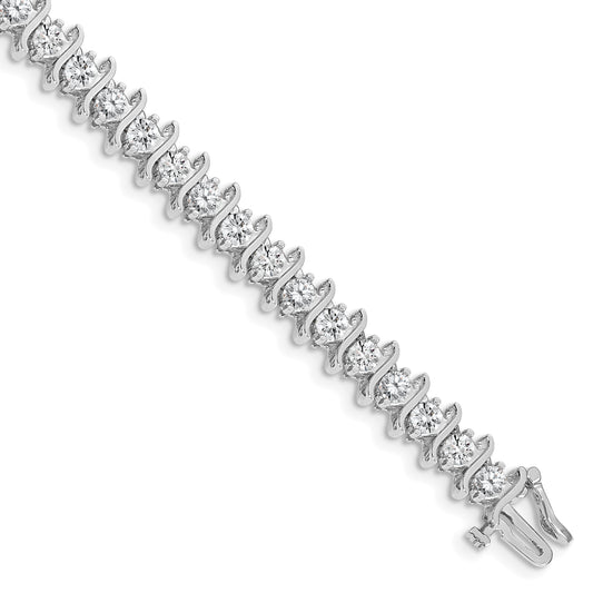 14K White Gold Complete 7.19 Carat Round Aaa Diamond 2 Prong S Link 7 Inch Tennis Bracelet