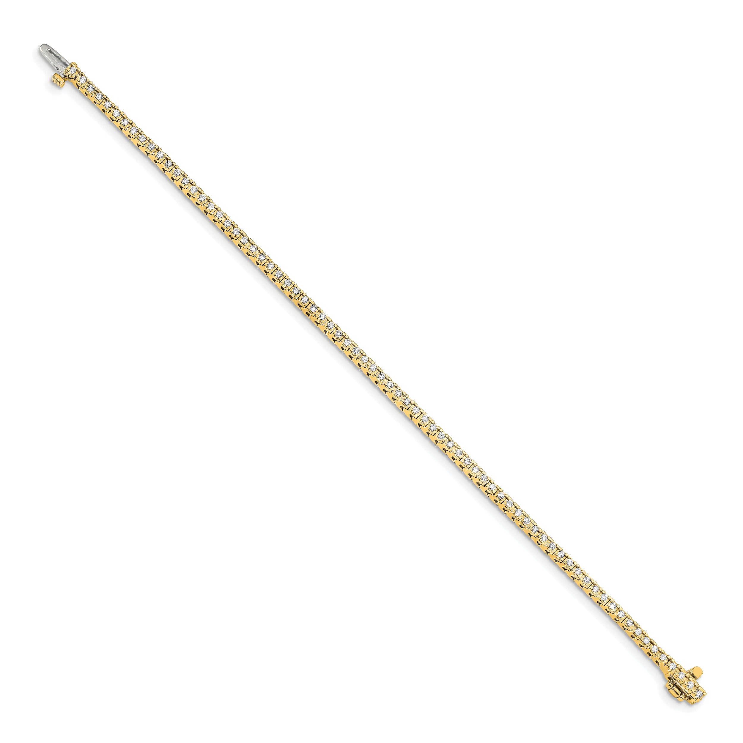 14k Yellow Gold 1 1/4 Ct. Lab Grown Diamond VS/SI+ G+ Round Tennis Bracelet