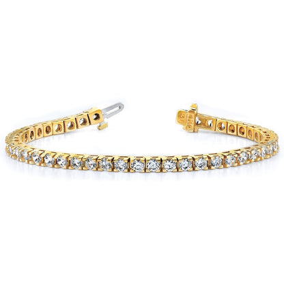 14K Yellow Gold Complete 1.25 Carat Round A Diamond 4 Prong 7 Inch Tennis Bracelet