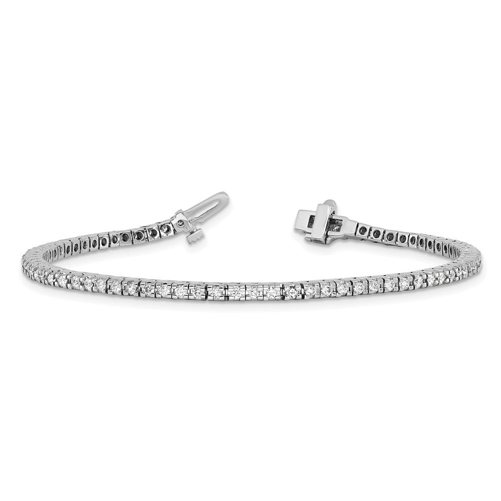 14K White Gold Complete 1.25 Carat Round A Diamond 4 Prong 7 Inch Tennis Bracelet