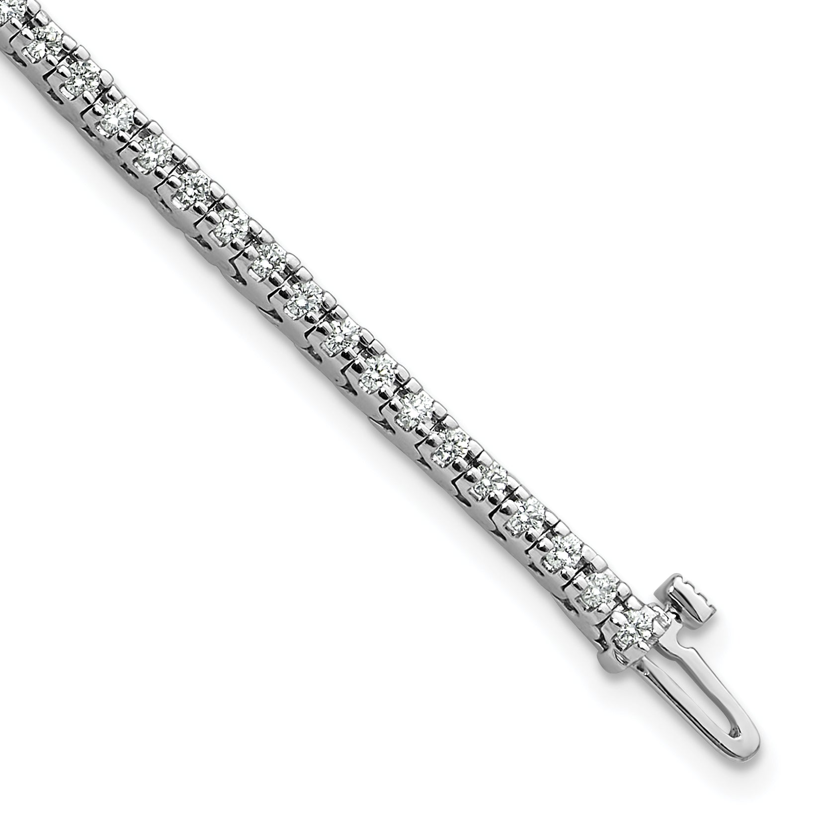 14K White Gold Complete 1.25 Carat Round Aaa Diamond 4 Prong 7 Inch Tennis Bracelet