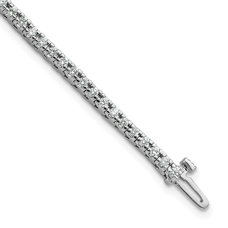 14K White Gold Complete 1.25 Carat Round Aaa Diamond 4 Prong 7 Inch Tennis Bracelet