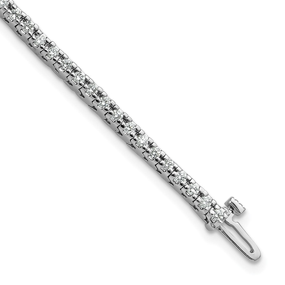 14K White Gold Complete 1.25 Carat Round A Diamond 4 Prong 7 Inch Tennis Bracelet