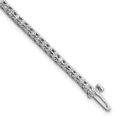 14K White Gold Complete 1.25 Carat Round A Diamond 4 Prong 7 Inch Tennis Bracelet