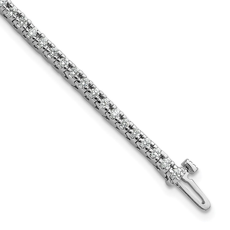 14K White Gold Complete 1.25 Carat Round A Diamond 4 Prong 7 Inch Tennis Bracelet
