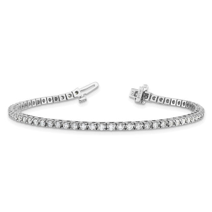 14K White Gold Complete 2.17 Carat Round A Diamond 4 Prong 7 Inch Tennis Bracelet