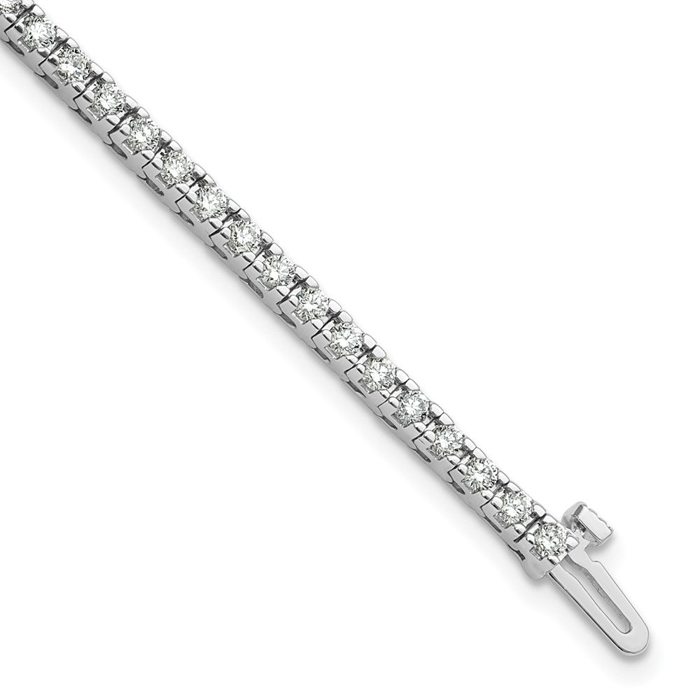 14K White Gold Complete 2.17 Carat Round A Diamond 4 Prong 7 Inch Tennis Bracelet