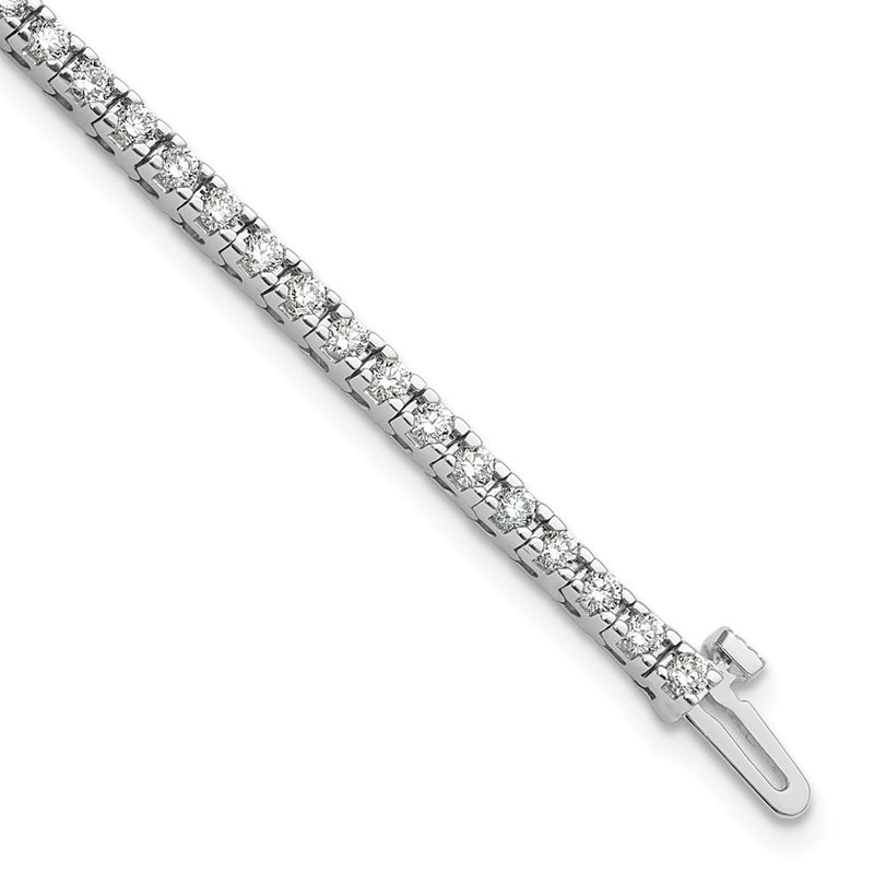 14K White Gold Complete 2.17 Carat Round Aaa Diamond 4 Prong 7 Inch Tennis Bracelet