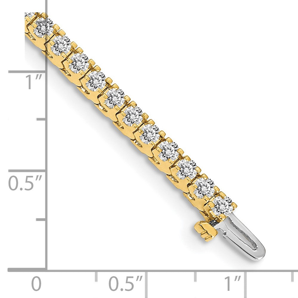 14K Yellow Gold Complete 2.18 Carat Round Vs Diamond 4 Prong 7 Inch Tennis Bracelet