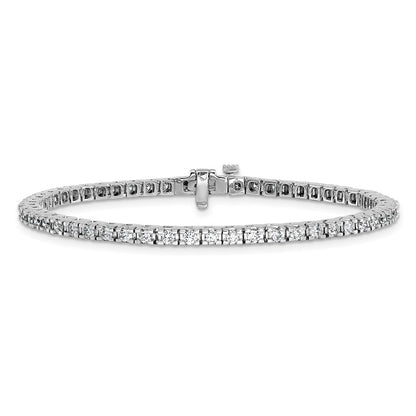 14K White Gold Complete 2.18 Carat Round Aa Diamond 4 Prong 7 Inch Tennis Bracelet