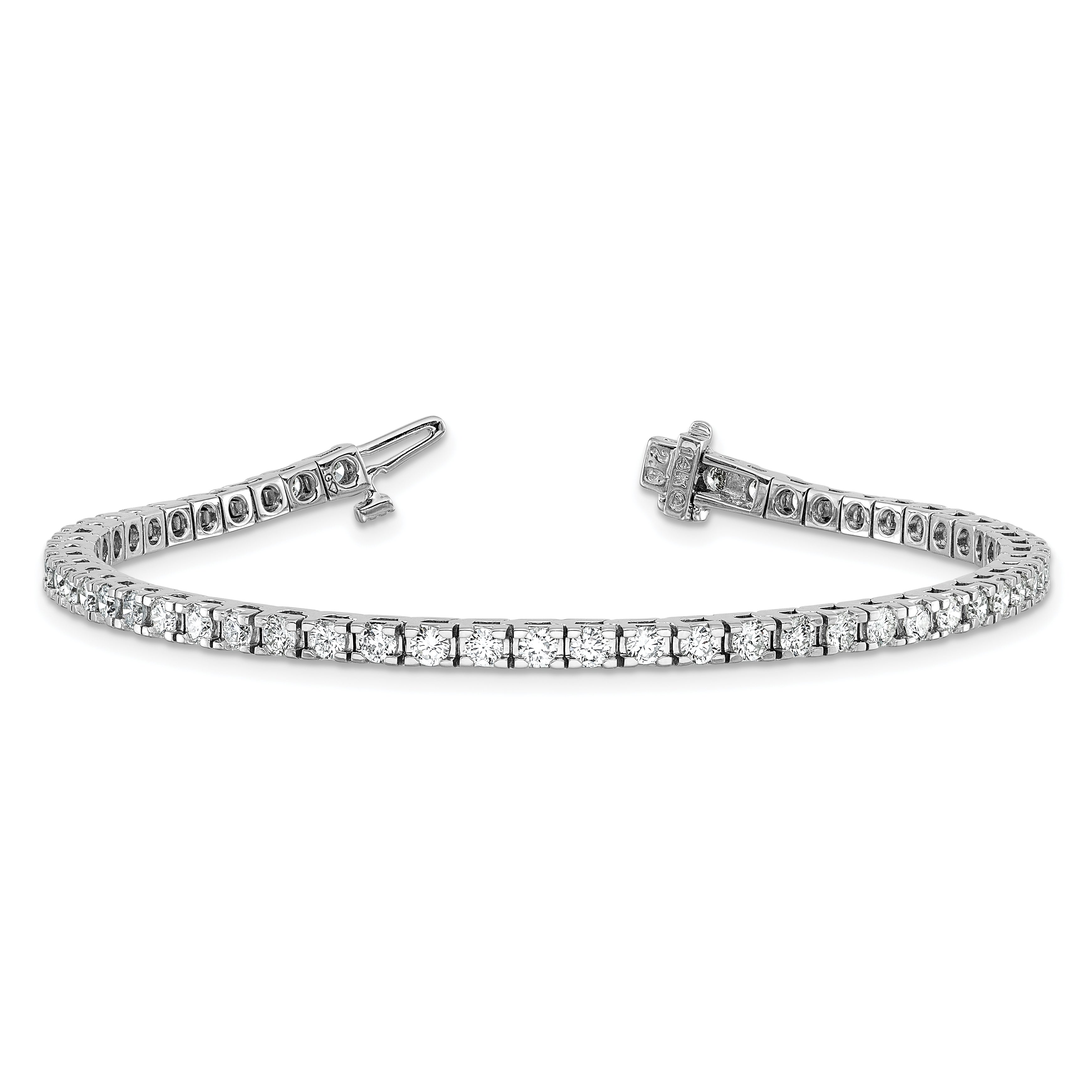 14k White Gold 2 7/8 Ct. Lab Grown Diamond VS/SI+ G+ Round Tennis Bracelet