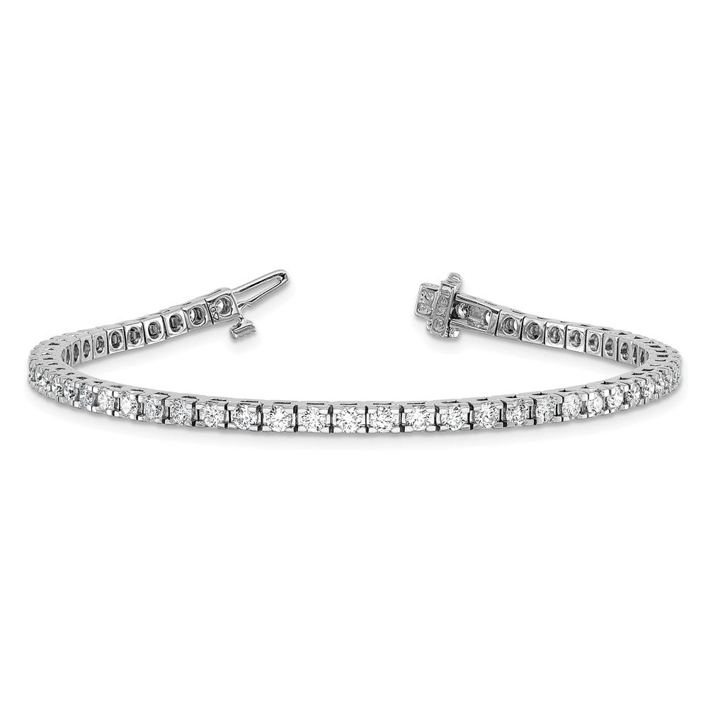 14K White Gold Complete 2.86 Carat Round A Diamond 4 Prong 7 Inch Tennis Bracelet