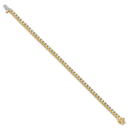 14K Yellow Gold Complete 4.1 Carat Round A Diamond 4 Prong 7 Inch Tennis Bracelet