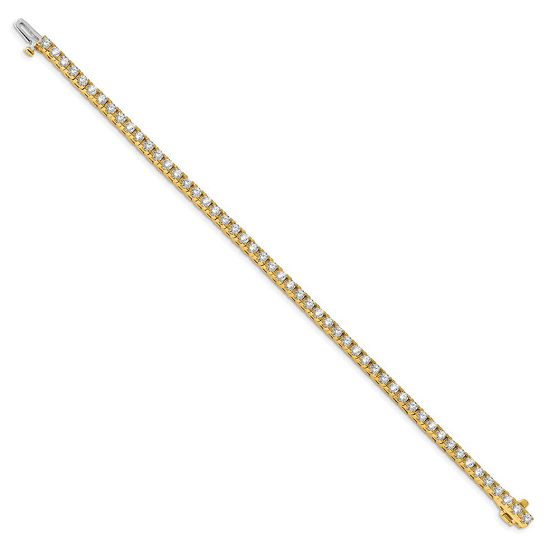 14K Yellow Gold Complete 4.1 Carat Round A Diamond 4 Prong 7 Inch Tennis Bracelet