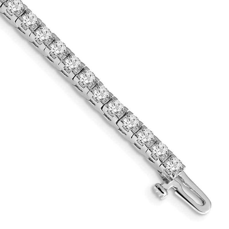 14K White Gold Complete 4.1 Carat Round A Diamond 4 Prong 7 Inch Tennis Bracelet