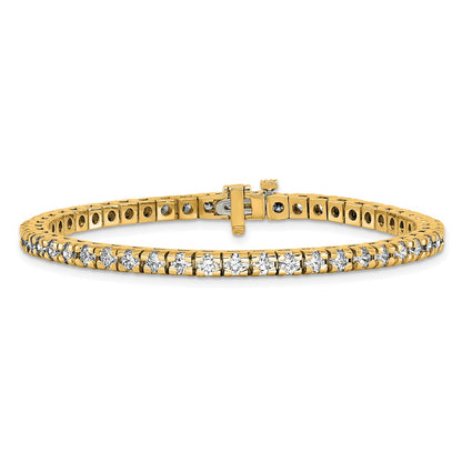 14K Yellow Gold Complete 4.65 Carat Round A Diamond 4 Prong 7 Inch Tennis Bracelet