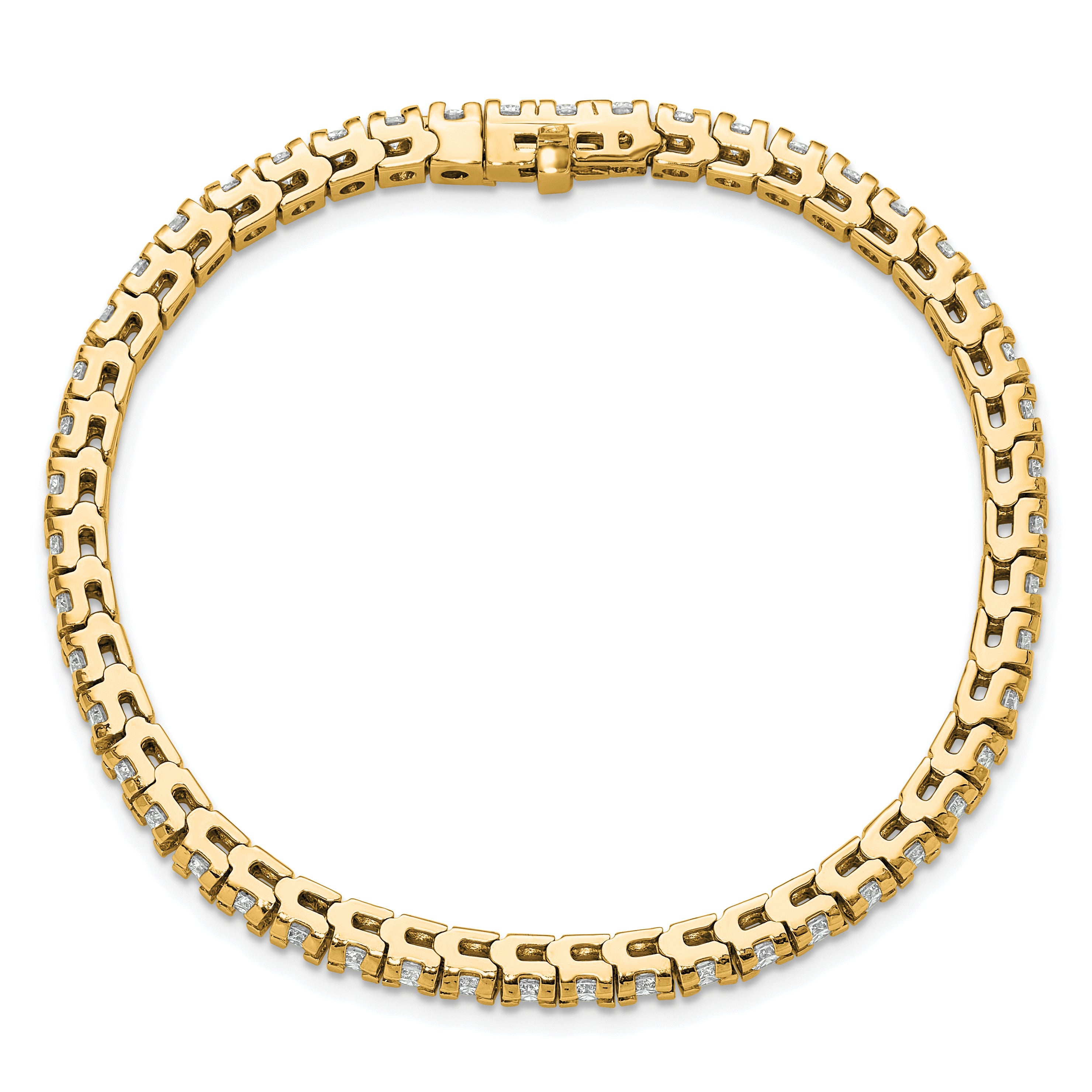 14K Yellow Gold Lab Grown Vs+, F+ Diamond Tennis Bracelet
