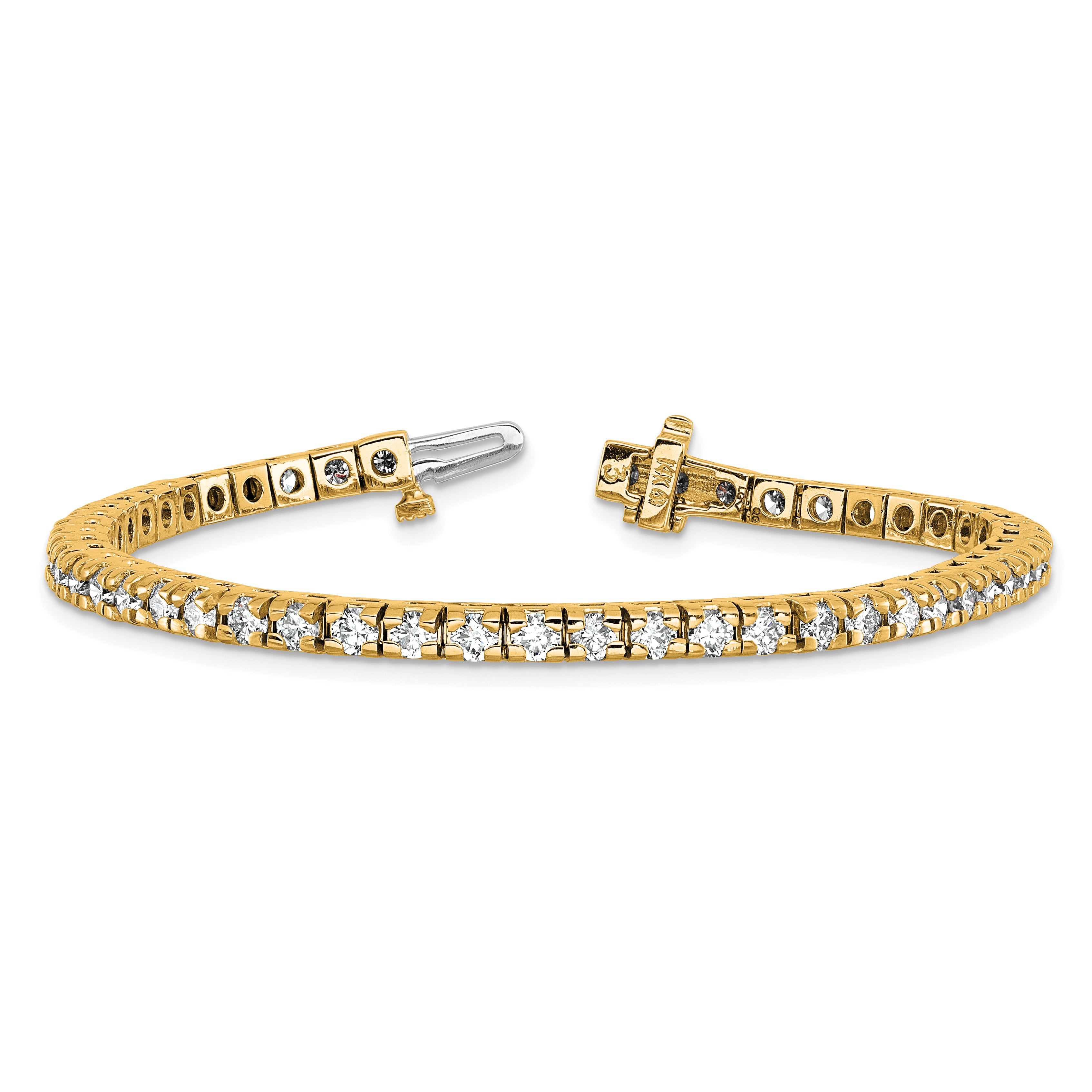 14K Yellow Gold Lab Grown Vs+, F+ Diamond Tennis Bracelet