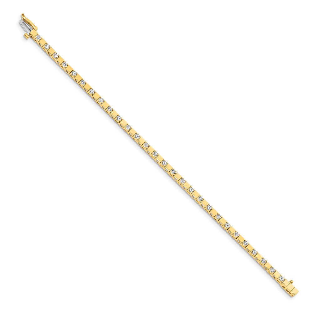 14K Yellow Gold Complete 1.1 Carat Round A Diamond Square Link 7 Inch Tennis Bracelet