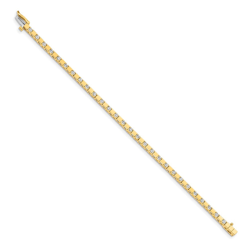 14K Yellow Gold Complete 1.1 Carat Round Aaa Diamond Square Link 7 Inch Tennis Bracelet