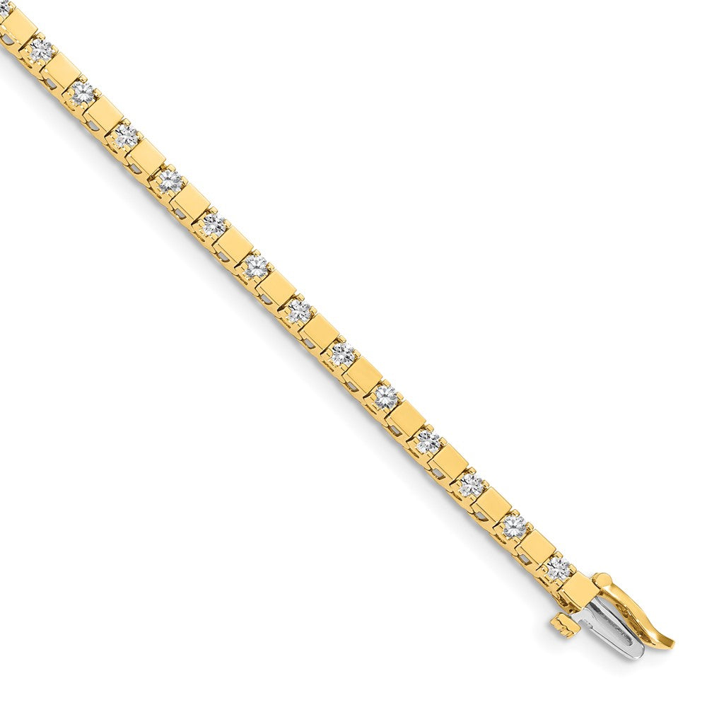 14K Yellow Gold Complete 1.1 Carat Round Aa Diamond Square Link 7 Inch Tennis Bracelet