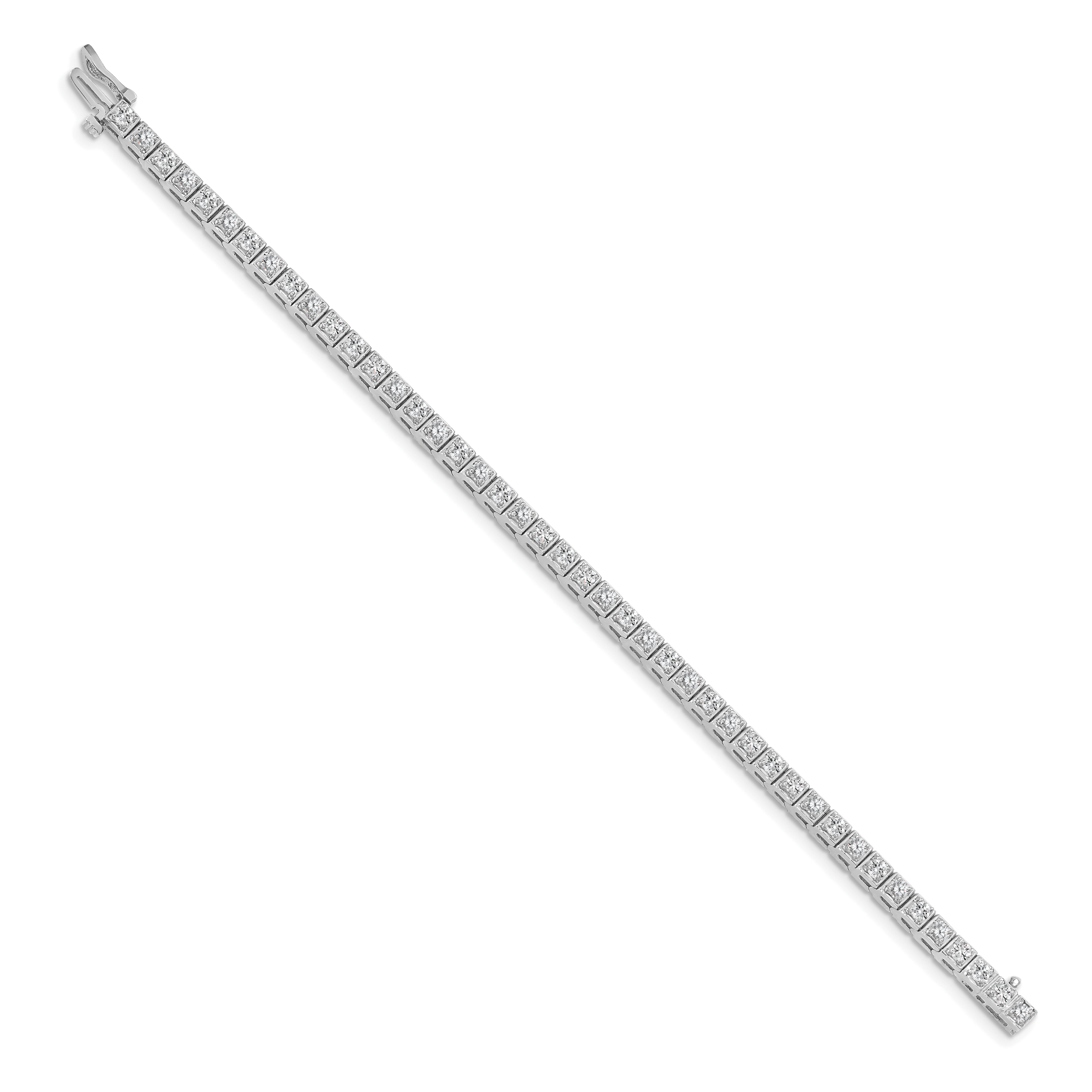 14K White Gold Complete 1.75 Carat Round A Diamond 4 Prong 7 Inch Tennis Bracelet