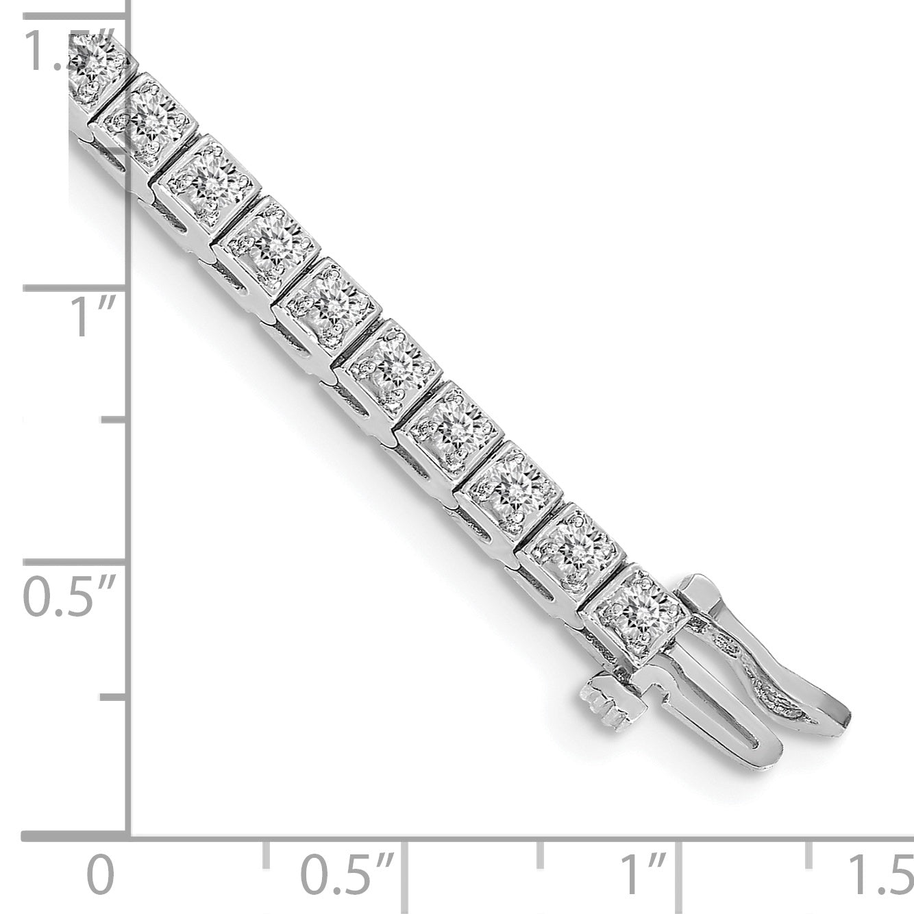 14K White Gold Complete 1.75 Carat Round A Diamond 4 Prong 7 Inch Tennis Bracelet