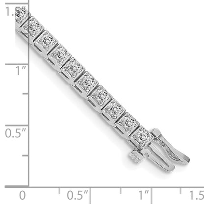 14K White Gold Complete 1.75 Carat Round A Diamond 4 Prong 7 Inch Tennis Bracelet