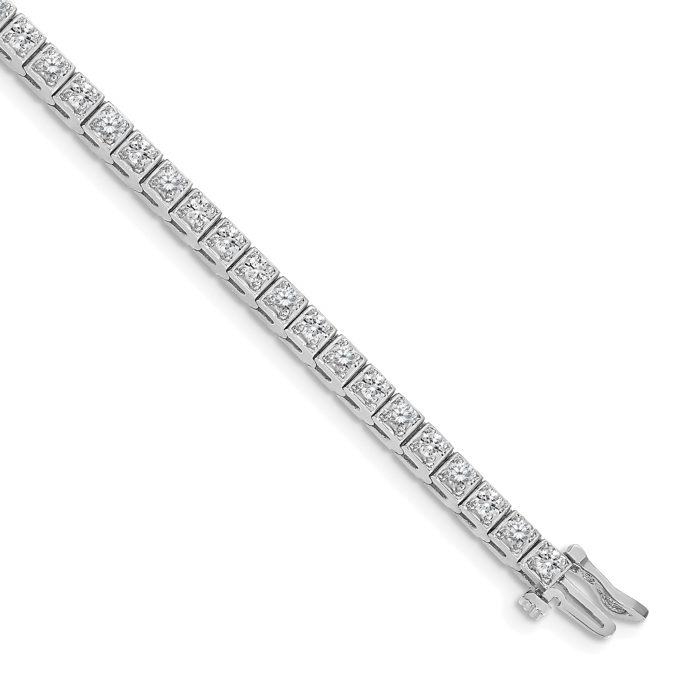 14K White Gold Complete 1.75 Carat Round A Diamond 4 Prong 7 Inch Tennis Bracelet