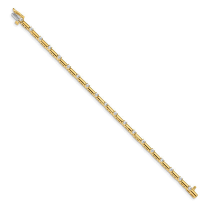 14K Yellow Gold Complete 1 Carat Round A Diamond Bar Link 7 Inch Tennis Bracelet
