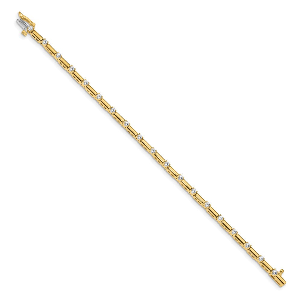 14K Yellow Gold Complete 1 Carat Round Aa Diamond Bar Link 7 Inch Tennis Bracelet